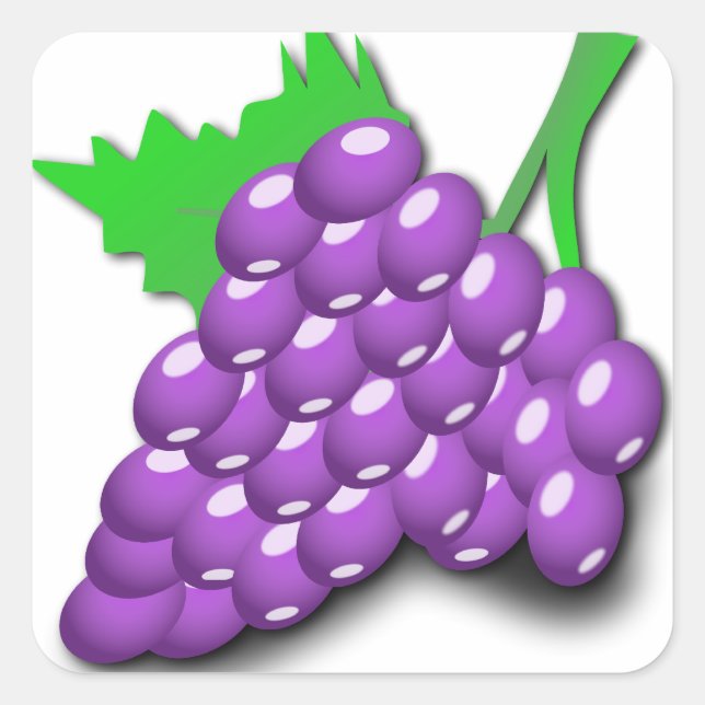 Pegatina Cuadrada Clúster de uva morada (Anverso)