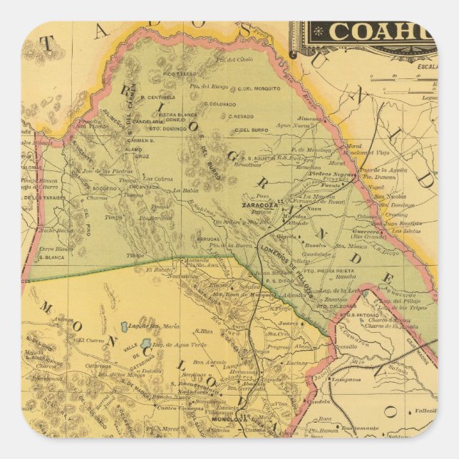 Pegatina Cuadrada Coahuila (Anverso)