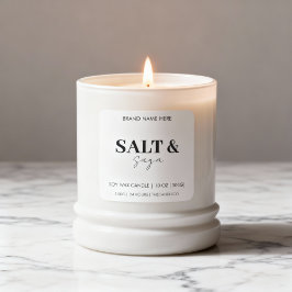 Pegatina Cuadrada Coastal Sea & Sand Custom Candle Label Black White