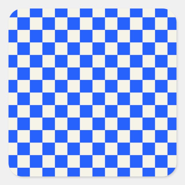 Pegatina Cuadrada Cobalt and cream checkerboard pattern (Anverso)