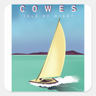 Pegatina Cuadrada cobes isle de wight travel poster print.