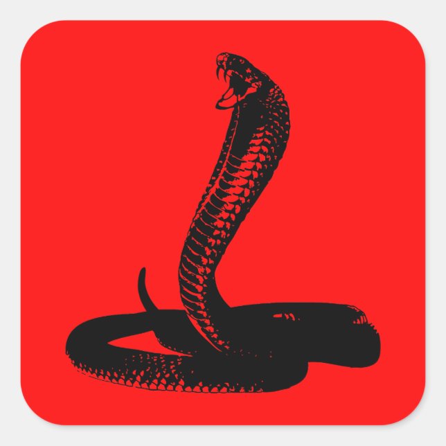 Pegatina Cuadrada Cobra - negro (Anverso)