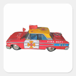 PEGATINA CUADRADA COCHE DEL DEPARTAMENTO DE INCENDIO DE RETRO