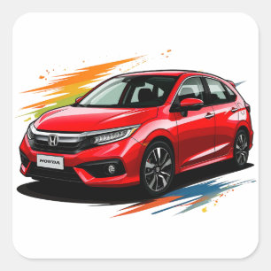 Pegatina Cuadrada Coche moderno en tonos vibrantes