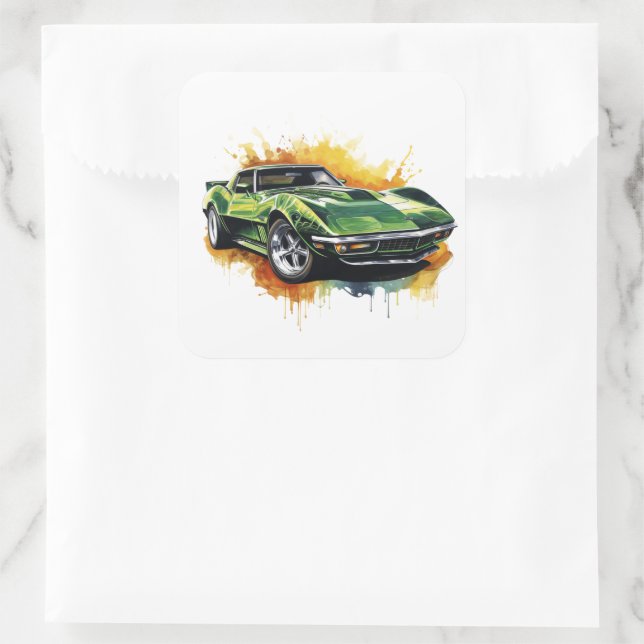 Pegatina Cuadrada Coche Musculoso (Bolso)