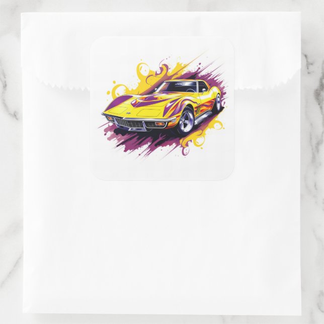 Pegatina Cuadrada Coche Musculoso (Bolso)