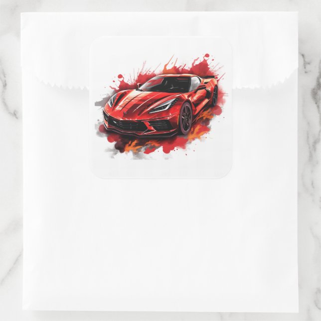 Pegatina Cuadrada Coche Musculoso (Bolso)