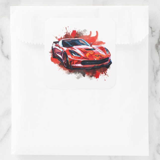 Pegatina Cuadrada Coche Musculoso (Bolso)