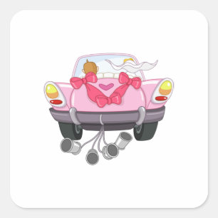 Pegatina Cuadrada Coche recién casado 27