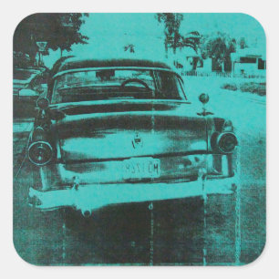 Pegatina Cuadrada Coche verde