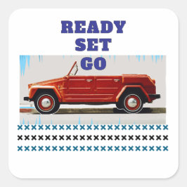 Pegatina Cuadrada coche vintage