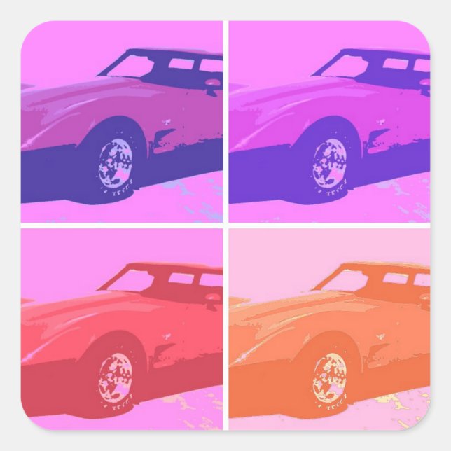 Pegatina Cuadrada Coches Clásicos de 1979 (Anverso)