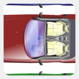 Pegatina Cuadrada Coches coloridos