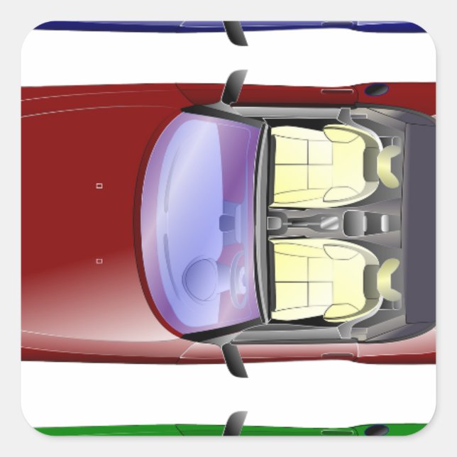 Pegatina Cuadrada Coches coloridos (Anverso)