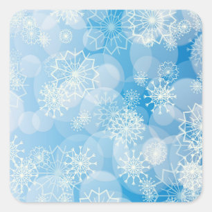 Pegatina Cuadrada Cochitos de Navidad sobre un fondo azul