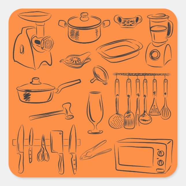 Pegatina Cuadrada Cocina (Anverso)