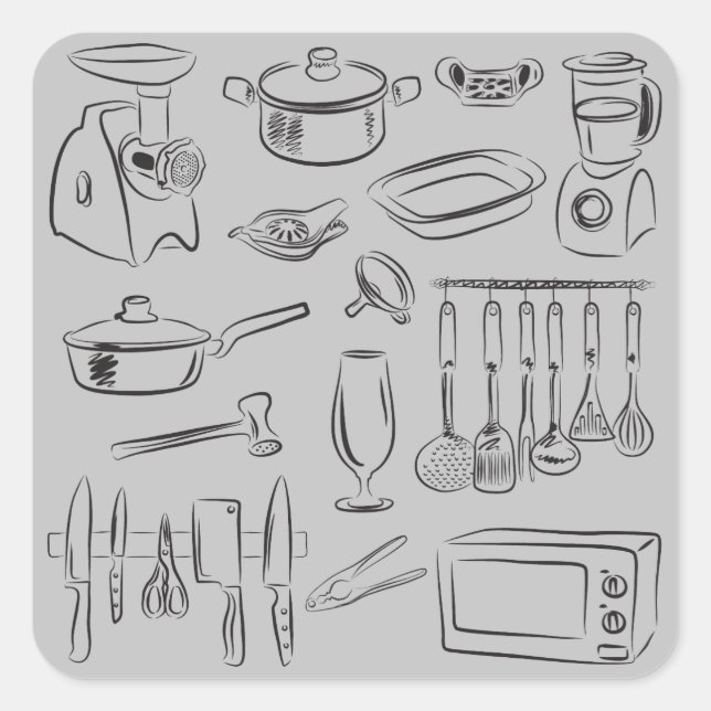Pegatina Cuadrada Cocina (Anverso)