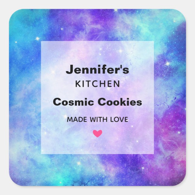 Pegatina Cuadrada Cocina abstracta del espacio galaxia púrpura y azu (Anverso)
