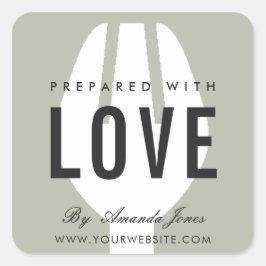 PEGATINA CUADRADA COCINA DE CHEF DE FORMA GRIS MINIMAL PREPARADA CON