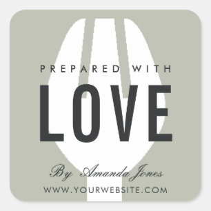 PEGATINA CUADRADA COCINA DE CHEF DE FORMA GRIS MINIMAL PREPARADA CON