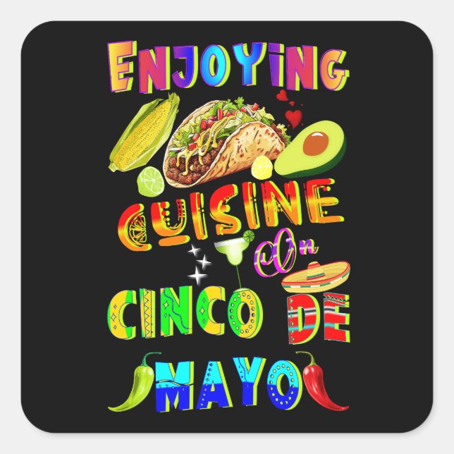 Pegatina Cuadrada Cocina De Cinco De Mayo (Anverso)