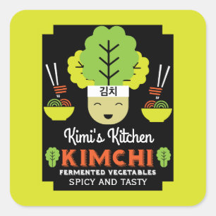 Pegatina Cuadrada Cocina de Kimchi Comida Casera