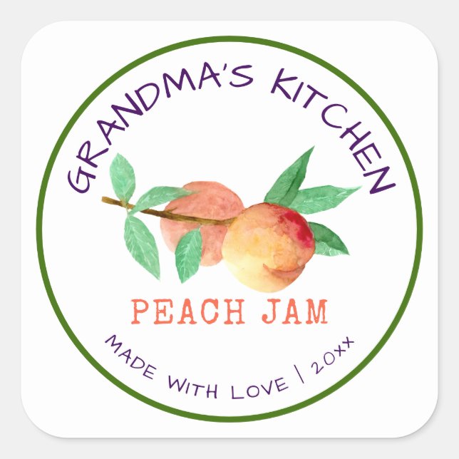 Pegatina Cuadrada Cocina de la abuela hecha con el grito de amor (Anverso)