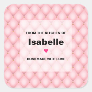Pegatina Cuadrada Cocina De Patrón De Diamantes De Lujo Rosa