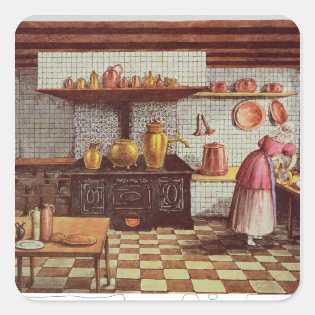 Pegatina Cuadrada Cocina del Hotel St.Lucas (Anverso)