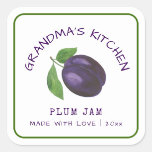 Pegatina Cuadrada Cocina hecha con amor Plum Jam Classic