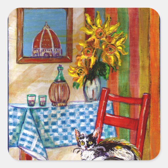 PEGATINA CUADRADA COCINA ITALIANA EN FLORENCIA (Anverso)