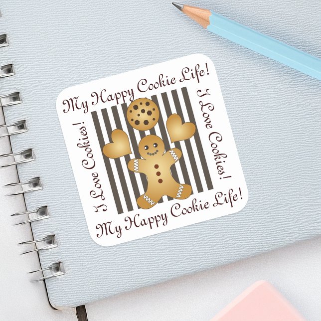 Pegatina Cuadrada Cocina personalizada de hombre de pan de jengibre (Subido por el creador)