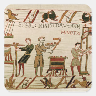 Pegatina Cuadrada Cocinan la carne