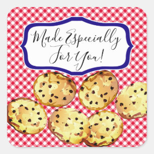 Pegatina Cuadrada Cocinas de chocolate Gingham Baker