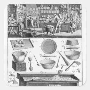 Pegatina Cuadrada Cocinero, pastelero, abastecedor