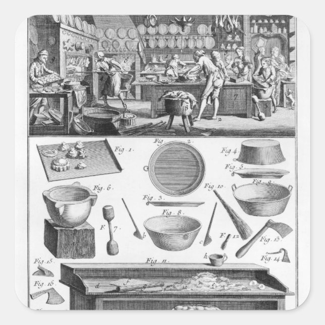 Pegatina Cuadrada Cocinero, Pastrycooking (Anverso)