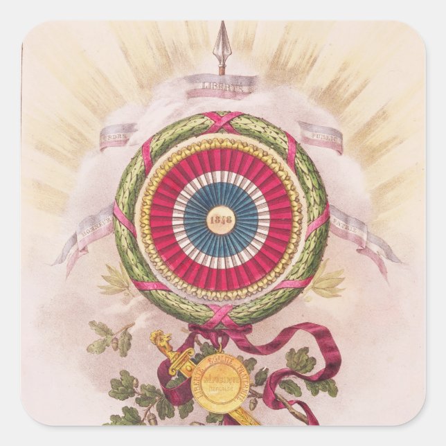 Pegatina Cuadrada Cockade, emblema de 1848 (Anverso)
