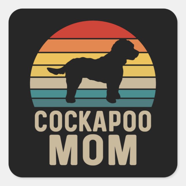 Pegatina Cuadrada Cockapoo Mom (Anverso)