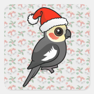 Pegatina Cuadrada Cockatiel Santa