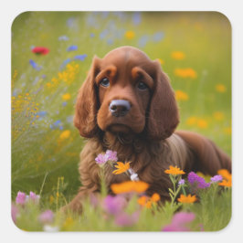 Pegatina Cuadrada Cocker Spaniel 