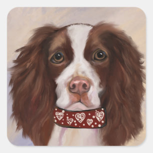 Pegatina Cuadrada Cocker Spaniel Inglés de Muelle