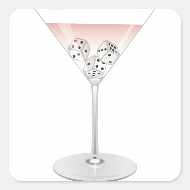 Pegatina Cuadrada Cocktail Bunco Martini (Anverso)