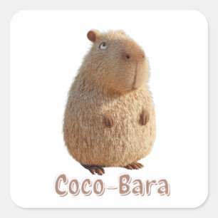 Pegatina Cuadrada Coco-Bara Vibes. Núcleo de los capibara: Cocoteros
