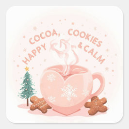 Pegatina Cuadrada Cocoa, Cookies & Calm – Pastel Christmas CoT-Shirt