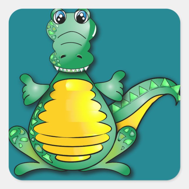 Pegatina Cuadrada Cocodrilo (Anverso)