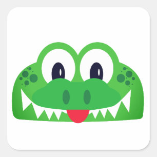 Pegatina Cuadrada Cocodrilo, Cabeza de Reptile de Animales, Alligato