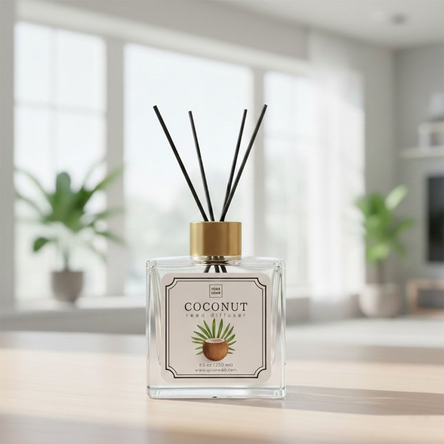 Pegatina Cuadrada Coconut Reed Diffuser Label (Subido por el creador)