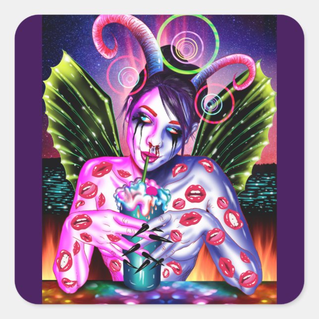 Pegatina Cuadrada Cóctel (Anverso)