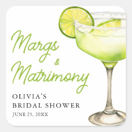 Pegatina Cuadrada Cóctel de Despedida de Soltera Modern Margs & Matr