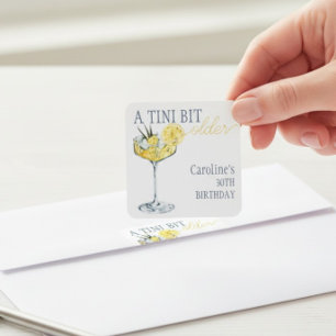 Pegatina Cuadrada Cóctel de limón Un poco mayor Cumpleaños 30